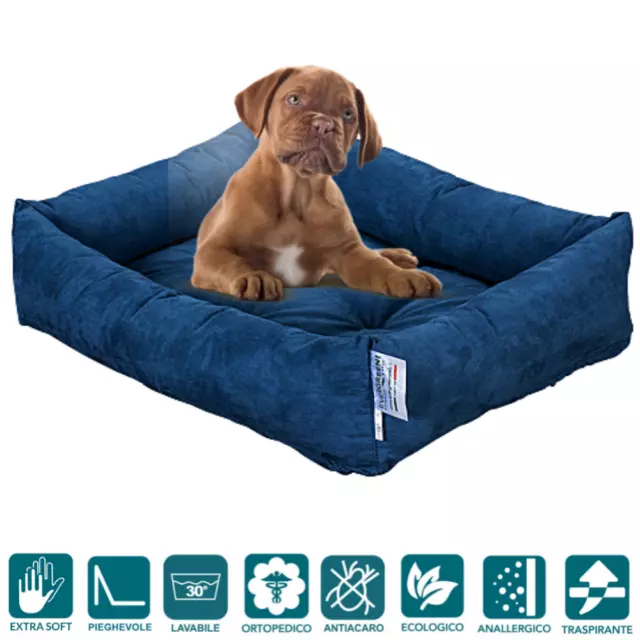 Lit pour Chien Panier avec Coussin réversible Déhoussable et Lavable Bleu 💚