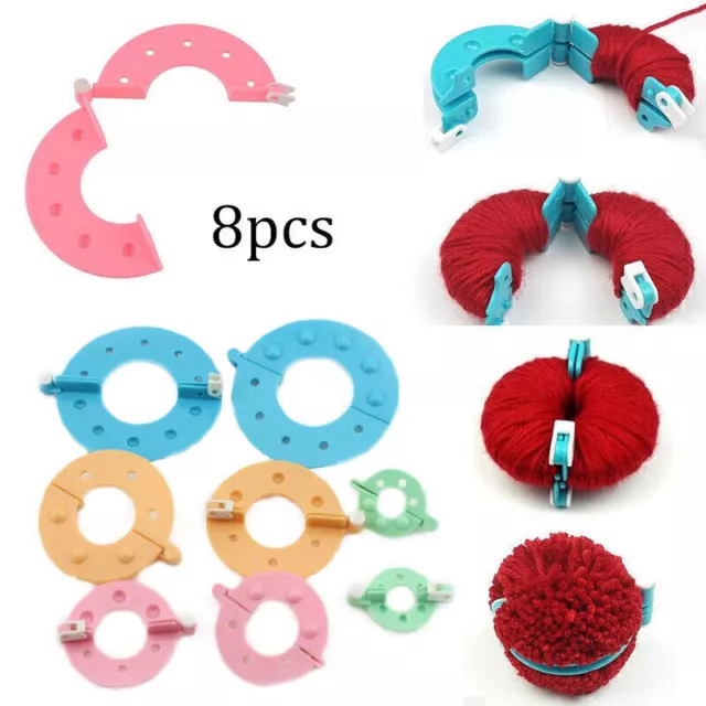 8 Stück Pompon Set Selber Machen Bommel Maker Pompom Macher 4  Größen Kunst Q0L9