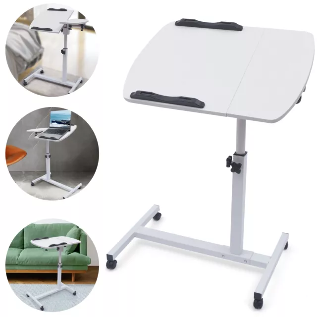 Office Laptop Desk Rolling Table Computer Mobile Stand Adjustable Portable