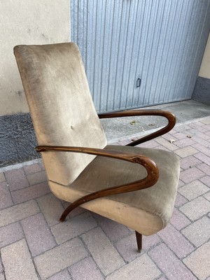 Grigio KKTONER-Retro Moderno Tessuto Casual Divano in Legno Sedia Soggiorno Camera da Letto Studio Balcone Poltrona 