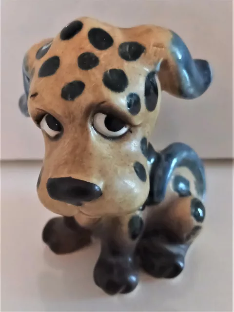 Vintage Ceramic Porcelain Spotted Brown and Blue Dog Figurine