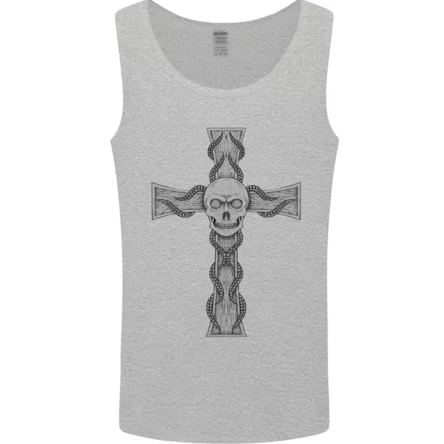 A Gothic Skull and Tentacles on a Cross Mens Vest Tank Top