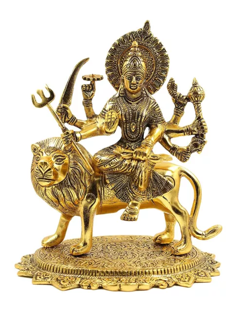 Goddess Sitting on Lion Statue Spiritual Sculpture Puja Vastu Showpiece Figurine