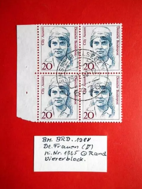 BM. Briefmarken BRD 1988 Frauen der Deutschen Geschichte (V) Mi. Nr. 1365 o Rand