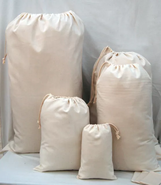 100% Plain Cotton Drawstring Laundry And Storage Bags