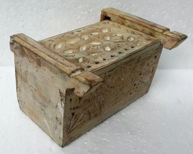 Caja de madera de diseño antiguo, caja de joyería de baratija única...