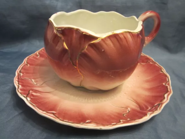 K et G LUNEVILLE : ANCIENNE TASSE DÉJEUNER, CHOCOLAT AVEC SA SOUCOUPE.