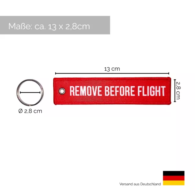 REMOVE BEFORE FLIGHT Anhänger Schlüsselanhänger Schlüsselring Rot NEU ⭐️⭐️⭐️⭐️⭐ 2