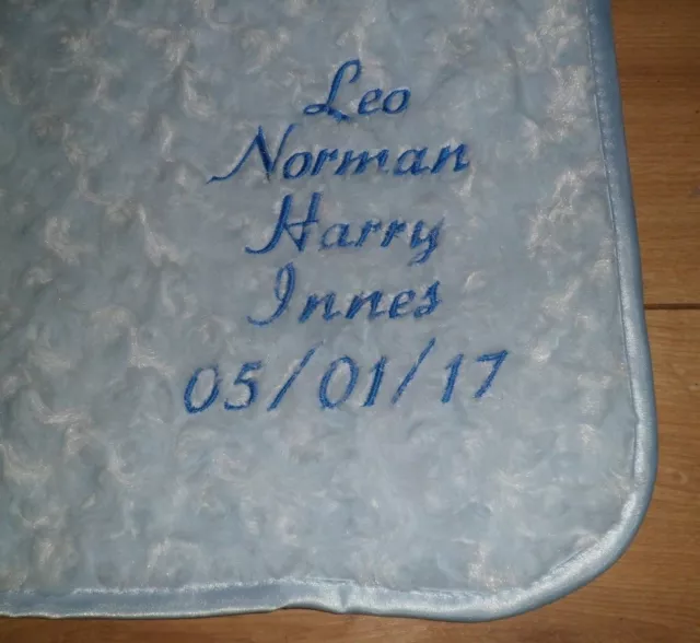 Personalised Baby Boy Girl Blanket Newborn Gift Name Date Fleece Dimple Rose Fur