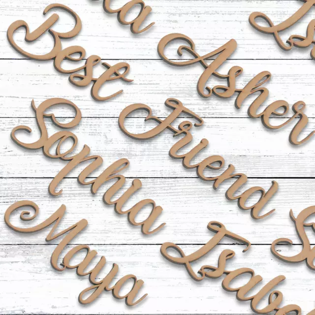 Personalised Script Names Words Letters Wedding Wooden MDF Art Craft Plaque Sign