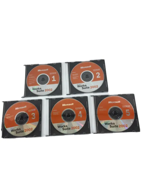 Microsoft Works Suite 2002 5 CDS In Jewel Cases