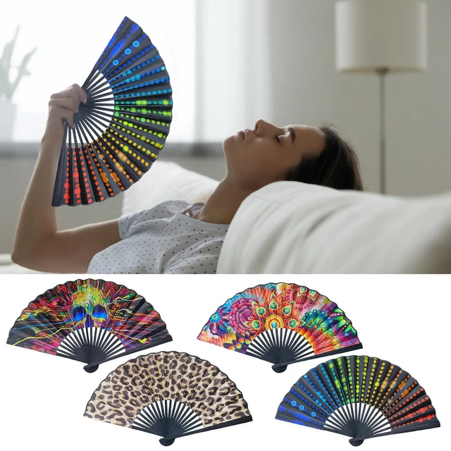 1*FOLDING FANS BAMBOO Handheld Fans,Satin Cloth Surfaces Fans Hand ...