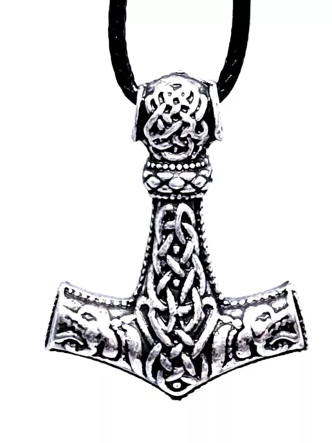 Thors Hammer Halskette Mjolnir Wolfs Fenrir Keltischer Knoten 33"...