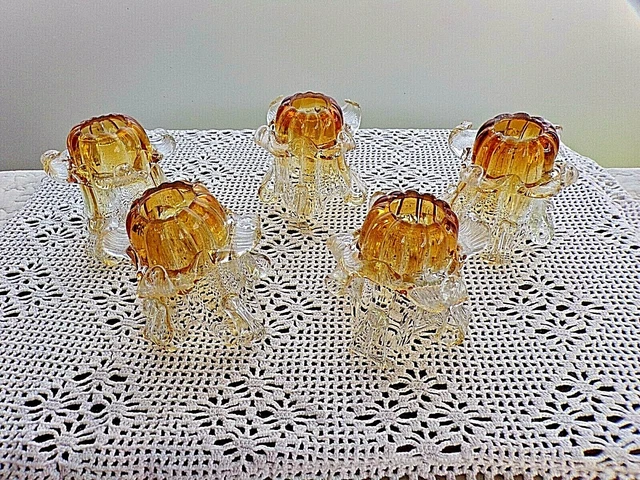 Lot de 5 globes/tulipes pour lustre/applique vintage-en pate de verre 2 tons