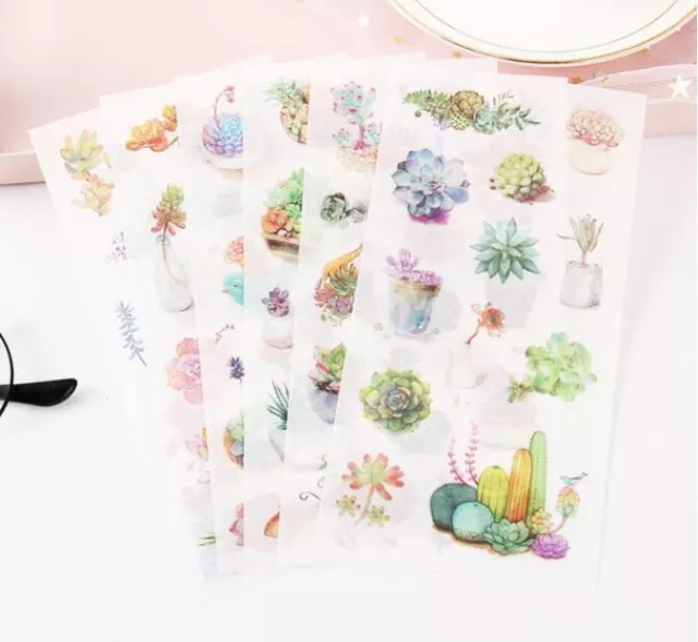6 x sheets succulent stickers Journaling|Art|Diary|Stationery|Craft|Scrapbooking