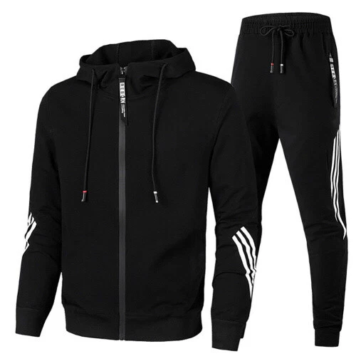 Tuta Uomo Hoodie + Pantaloni Allenamento Tempo Libero Jogging Tuta Sportiva