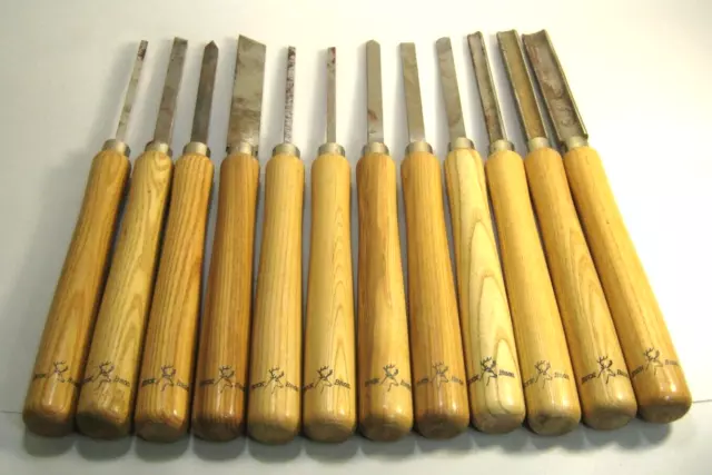 Set of 12 Vintage Buck Brothers 16" Wood Working Tools Lathe Wood Carving Chisel