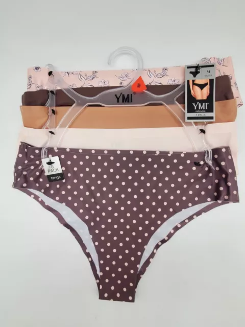 5 Pack YMI Tanga Fit No Show Panties Sizes M L XL Brown Beige Ivory Nude Neutral