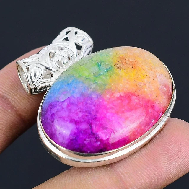 Pendentif Cristal Andara Arc-en-ciel Du Mont Shasta - Monté Sur Argent De Loi | Pièce Unique Spirituelle