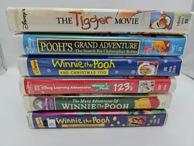 Lot 6 Winnie the Pooh VHS Christmas, Frankenpooh, Tigger 123, Tigger Movie, More