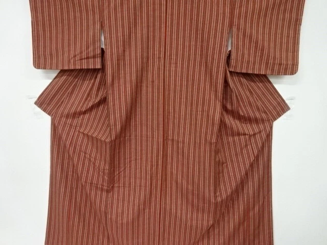 6687476: Japanese Kimono / Vintage Kimono / Fushi Tsumugi / Woven Stripe