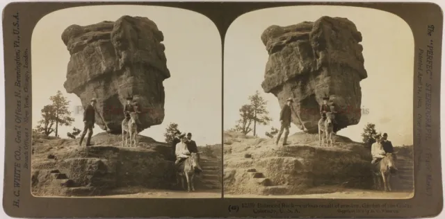 US USA Balanced Rock Colorado Foto Stereo Vintage 1905