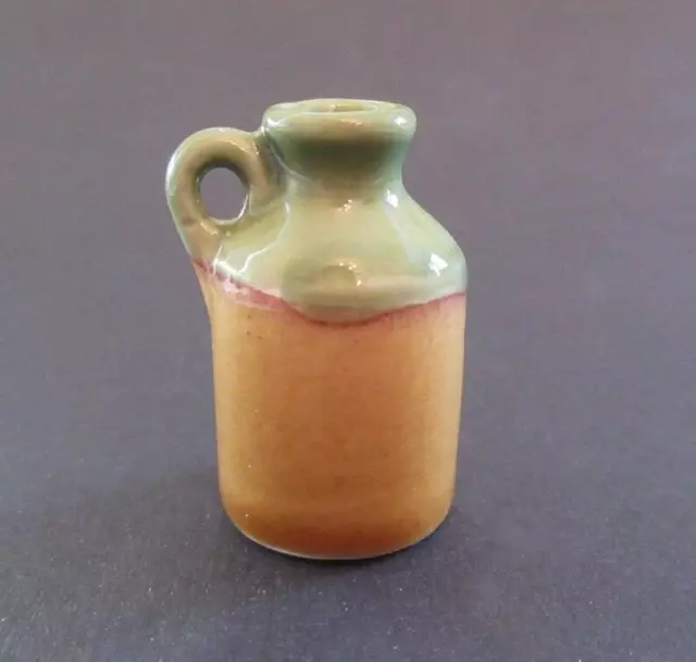 Green & Brown Stoneware Jar, Dolls House Miniature, 1.12 Scale Kitchen Accessory
