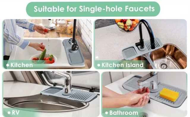 Kitchen Faucet Splash Pad + Adjustable Snap Sink Sponge Holder +10 pcs Dishcloth