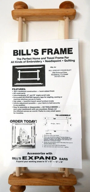 Acolchado de punto de cruz con punta de cruz con marco de Bill's 12""- 18"" NUEVO