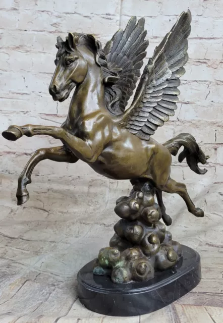 Vintage Bronze Flying Horse Winged Pegasus Bookends Fantastic Art Deco