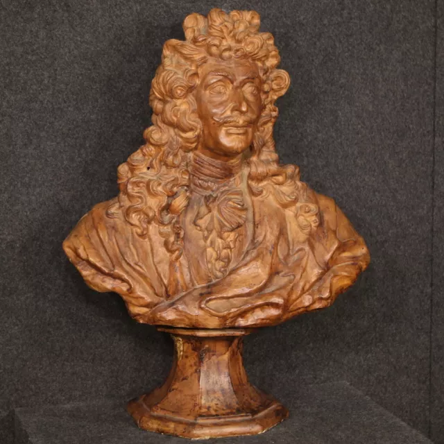 Terracotta scultura mezzo busto statua stile antico nobile francese XX secolo