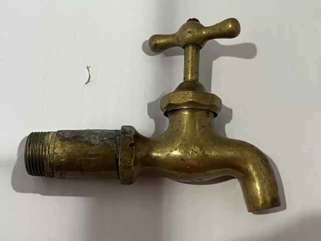 Vintage Brass Water Spicket Spigot Water Nozzle Faucet Handle Plumbing Farmhouse
