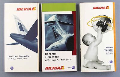 Iberia Airline Timetables X 3 - 1999/2000 2001 2003 Spain Ib