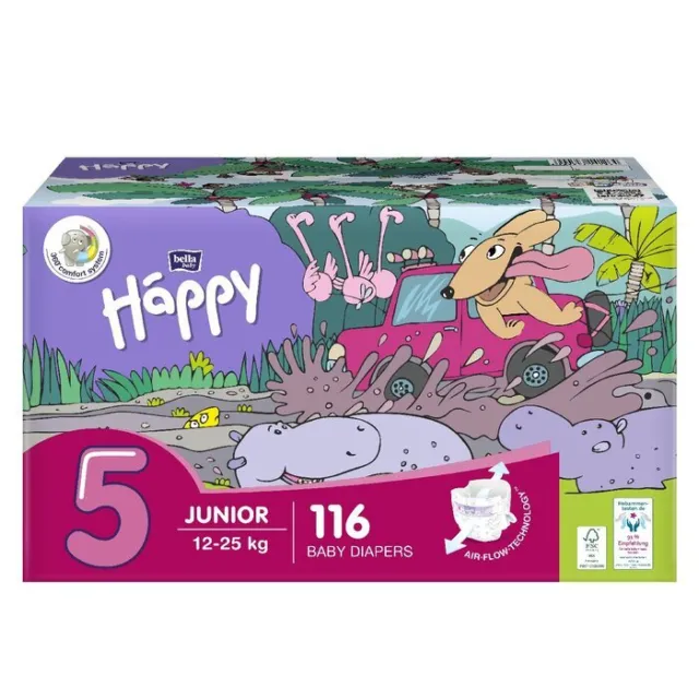 bella baby Happy Box Windeln comfort Größe 5 Junior 12-25kg 116 - 348 Stück