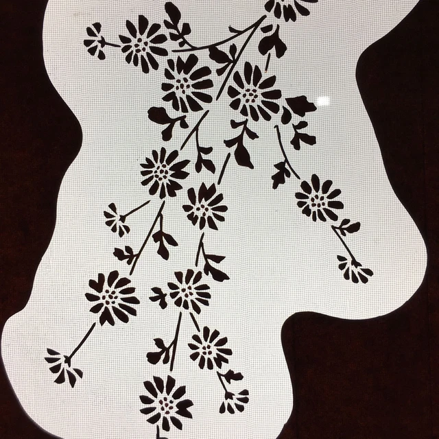 Antique Japanese Katagami Paper Kimono Stencil Katazome Flower Pattern C845