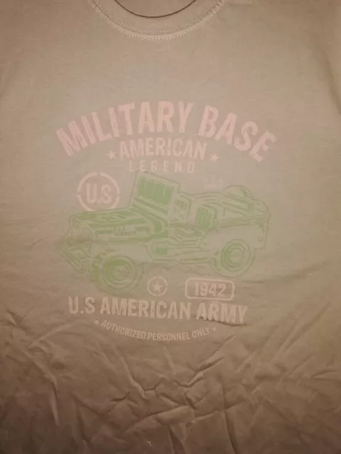 T  SHIRT beige US MILITARY BASE AMERICAN LEGEND 1942 JEEP  tailles S à XXL tee