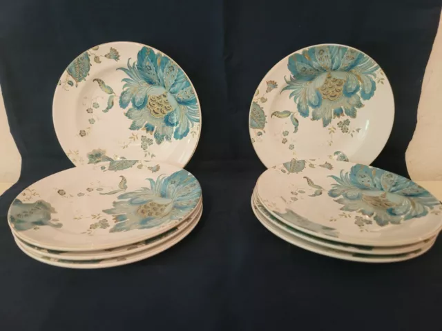 222 Fifth Eliza Teal Appetizer Plate Set Of 8