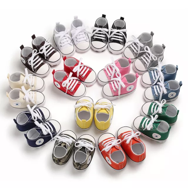 Scarpe Neonato Bambini In Tessuto Tela E Comodo Antiscivolo Modello Sportivo 3