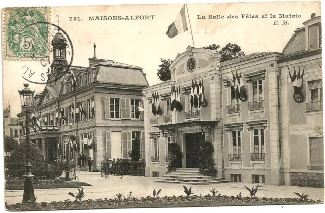 Maisons-Alfort (94) Salle des fêtes et Mairie. Postée en 1907.