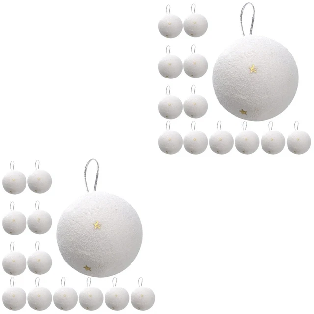 48 Pcs White Foam Snowball Pendant Christmas Ornaments Tree
