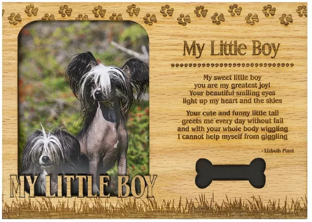 My Little Boy Engraved Wood Picture Frame Magnet