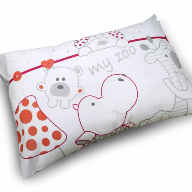 Baby Kissenhülle mit Reißverschluss 60x40cm Baumwolle ANTIALLERGEN Zoo rot