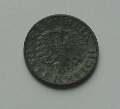 1965 AUSTRIA Zinc Coin - 5 Groschen - AU++ toned - trace-lustre - coat of arms