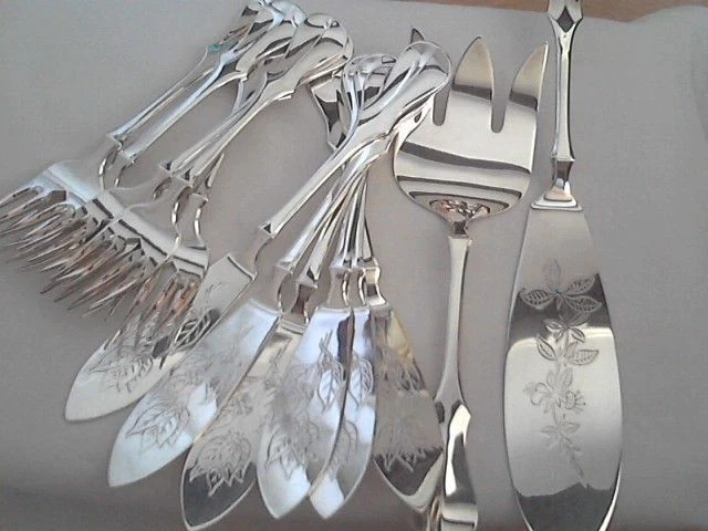 Robbe Berking Fischbesteck mit Vorleger 150 er Silber  Alt Kopenhagen 14 tlg Rob