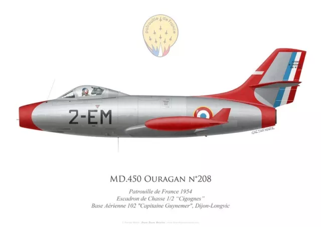 Print MD.450 Ouragan, Patrouille de France, 1954 (par G. Marie)