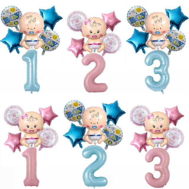 First 1st Birthday Number 1 Girl Boy Helium Balloons Baby Party Decoration Set