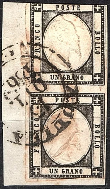 1861 ASI Napoli 1 grano nero coppia Sassone 19 usato Aquileia 13-10-1962 ASIN19v