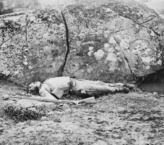 Battle of Gettysburg-Dead Confederate Soldier Slaughter Pen 8x10 Civil War Photo