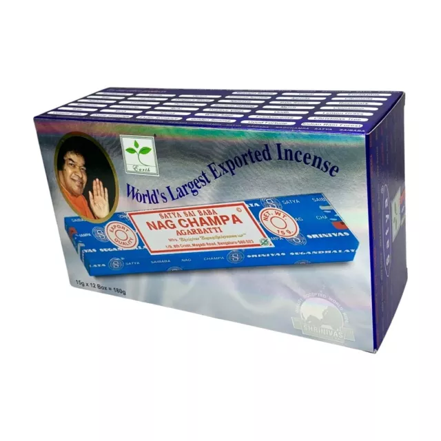 Satya Nag Champa Meditation Home Yoga Incense Sticks 12 Pack x 15g Bulk