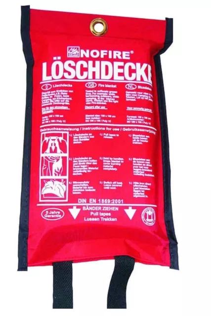 Löschdecke 1,20x1,80m DIN EN 1869  Brandschutzdecke Feuerlöschdecke 180cm